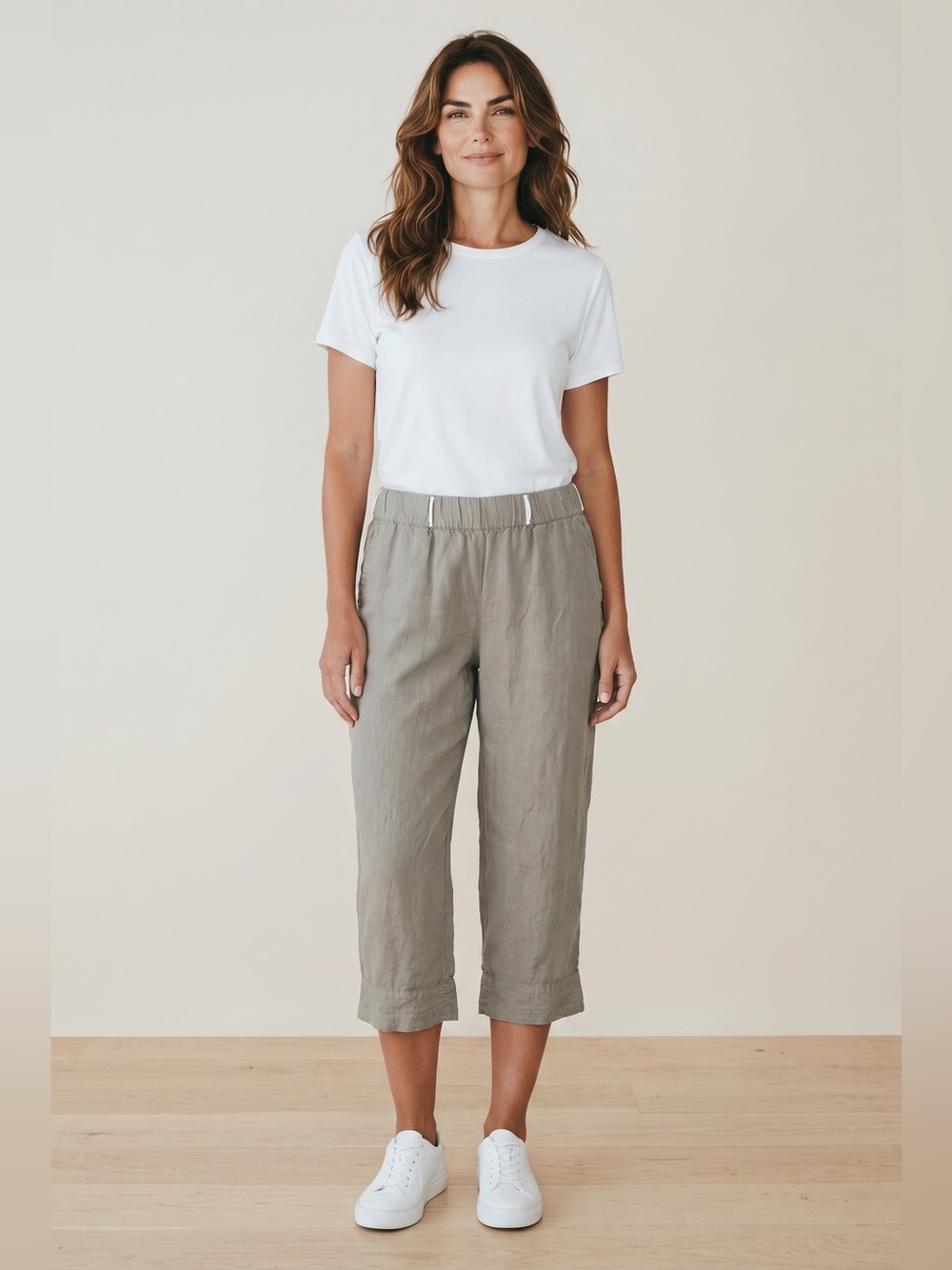 J. Jill Garment Dyed Linen Cropped Pants // Olive // Medium Petite